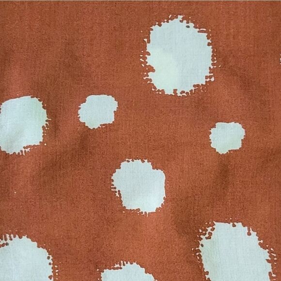 THML Women's Boho Rust and White Polka Dot Sleeveless Ruffle Peplum Blouse - Picture 9 of 14